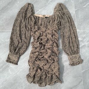 Women’s HYFVE Leopard Print Ruched Long Sleeve Dress Medium